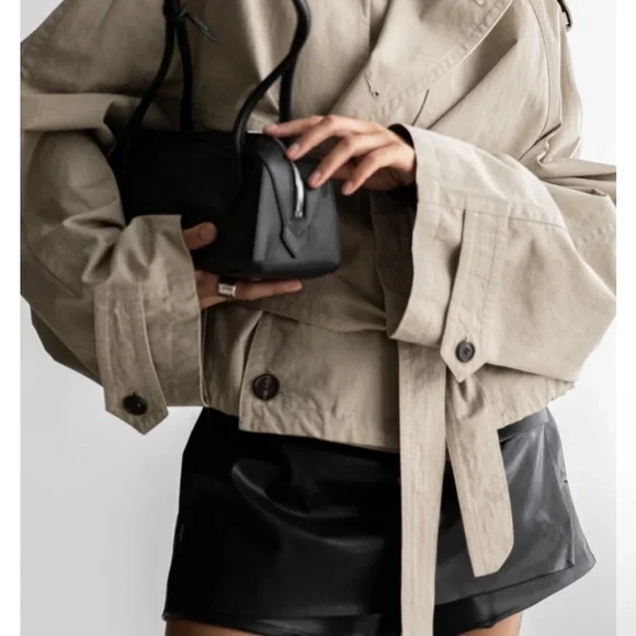 The Frankie Shop Beige MADS Cropped Trench Coat - Picture 6 of 8